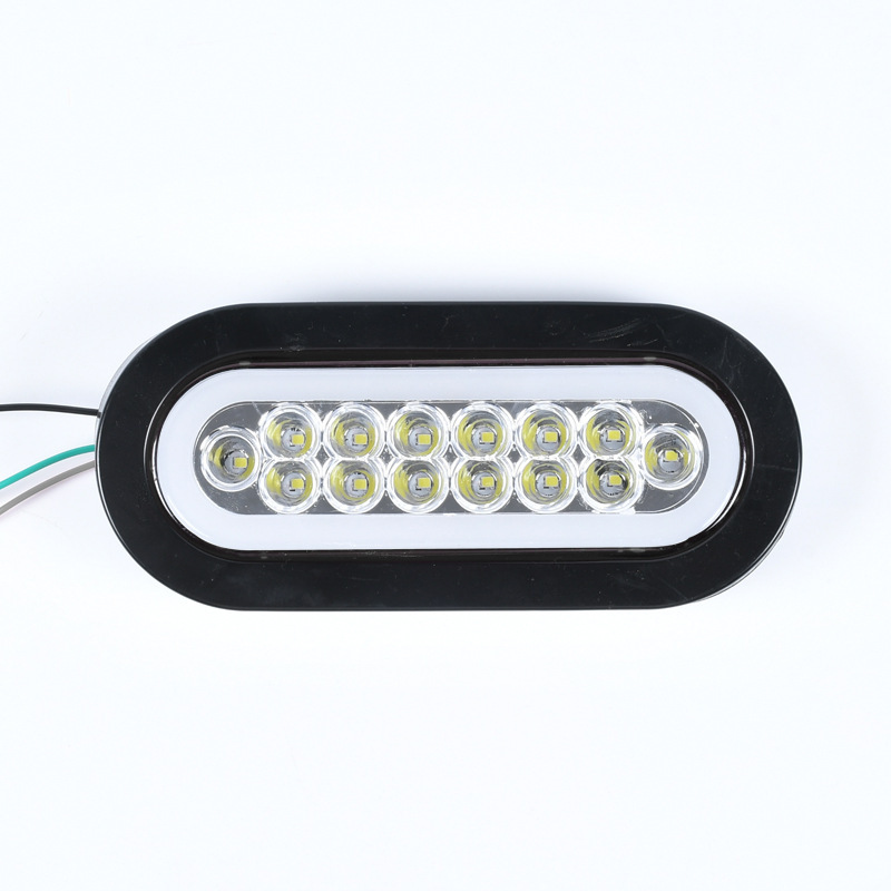 Cross-Border In-Stock Truck Tail Light 12V24V14Led Oval Light Guide Flowing Arrow Truck Tail Light Truck Side Light