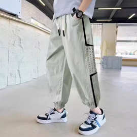 儿童装男童夏装裤子2026新款中大童夏季薄款运动裤夏款防蚊九分裤