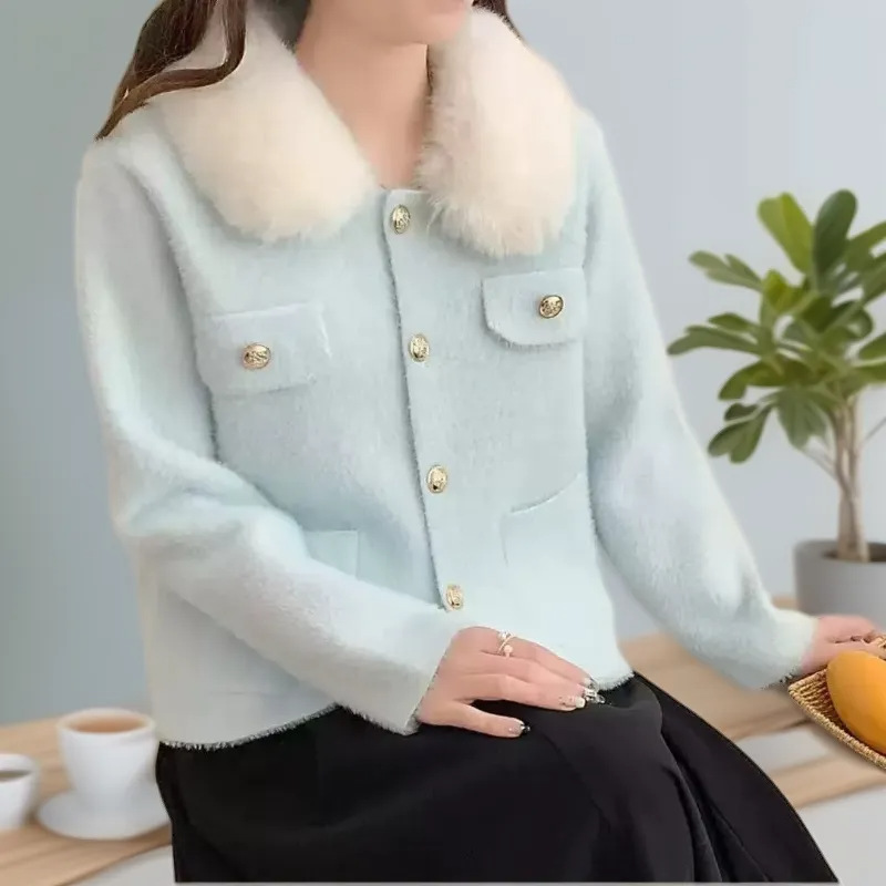 高级感小清新外套女2025秋季新款秋冬气质名媛短款针织毛衣女上衣|undefined