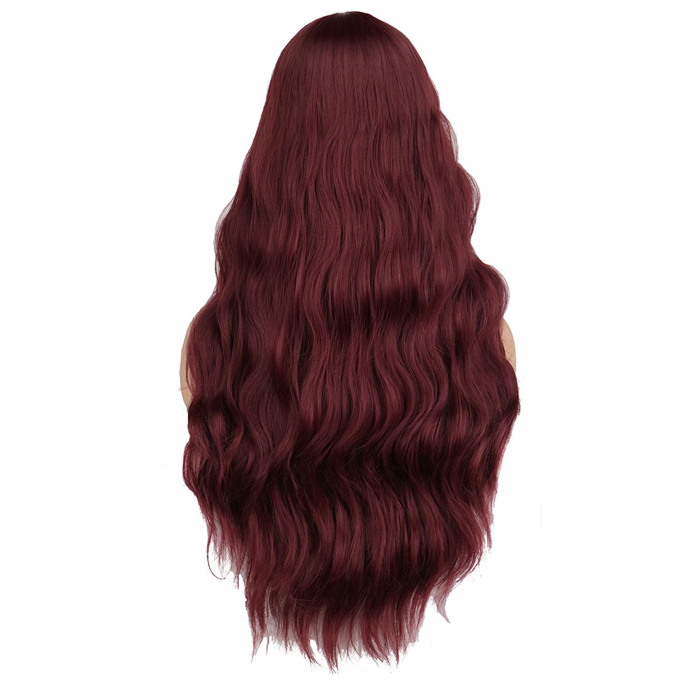 Fashion Wine Red High Temperature Wire Bangs Long Curly Hair Wigs display picture 2