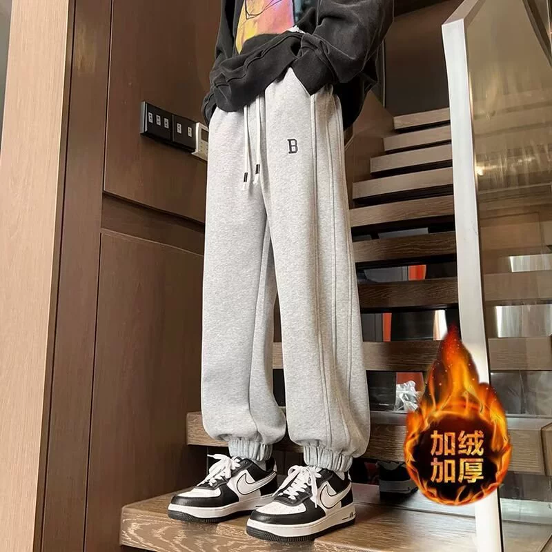 Тяжелые повседневные брюки мужские 2024 весна и осень зима толстые спортивные брюки дизайн