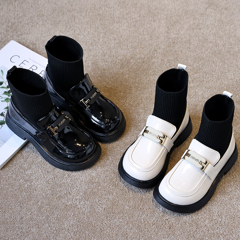 Girls' shoes Children's Martin Short boots 2024 Spring and Autumn new bright leather single boots medium and big Children Baby Princess socks boots Girls' shoes Children's Martin Short boots 2024 Spring and Autumn new bright leather single boots medium and big Children Baby Princess socks boots