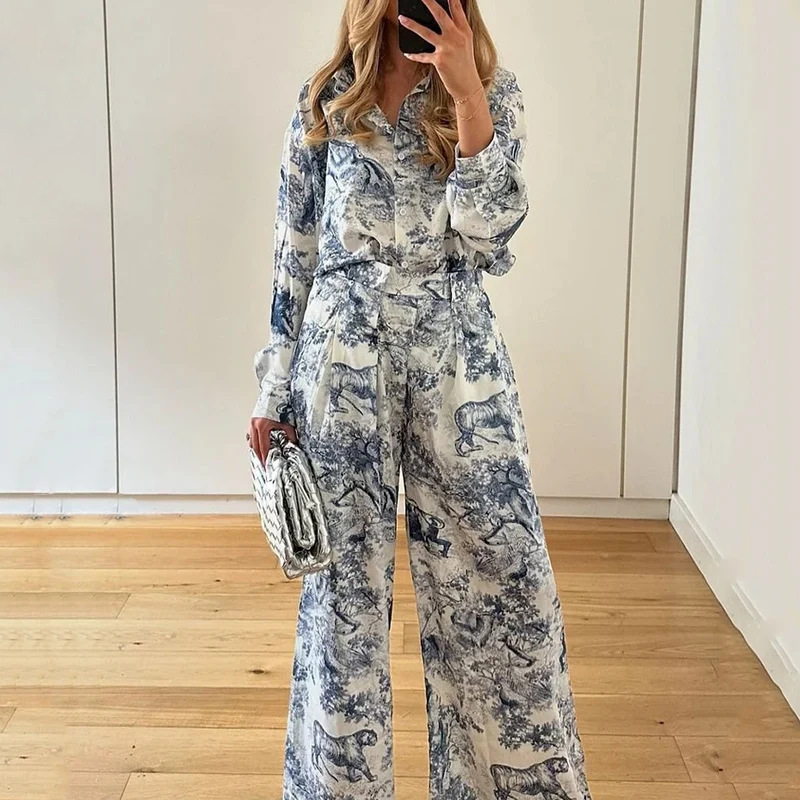 2026 New Spring Women's Clothing European And American Cross-Border Casual Outfits Relaxed Style Printed Shirt Fashion_ecoleips.com