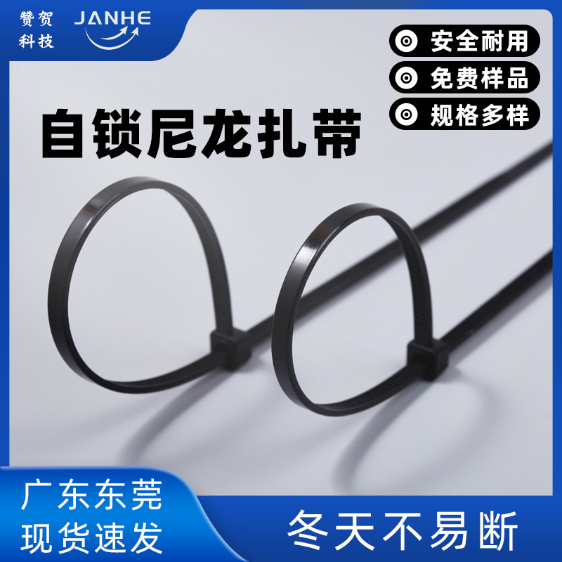 小规格2.0x200mm尼龙扎带抗拉5kg防滑齿设计1000条一包工业级扎带