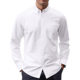Amazon Men's Solid Color Oxford Spinning Shirt Long Sleeve Button-Up Shirt with Pocket Men's Shirt Cross-border Explosions