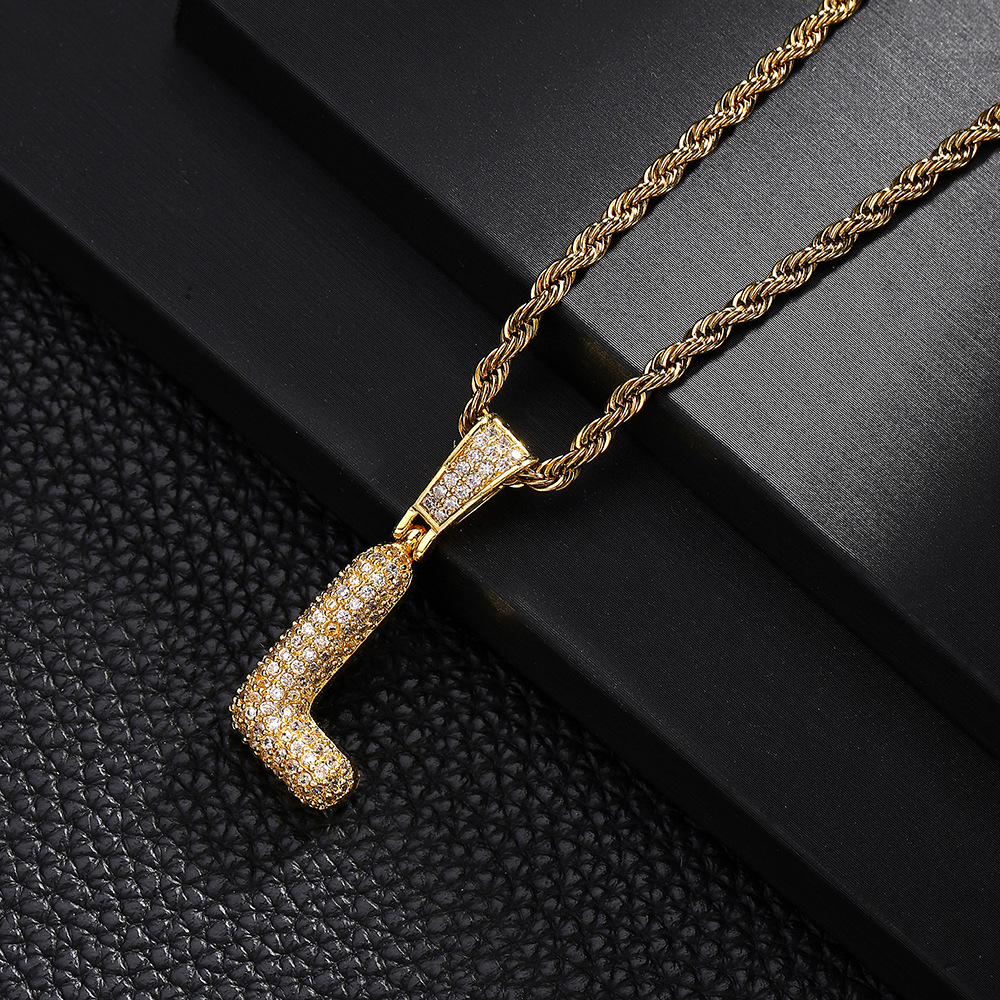 Nuevo cross-border 26 letras inglesas colgantes collares de bronce y piedra collares de moda simplista para hombres y mujeres