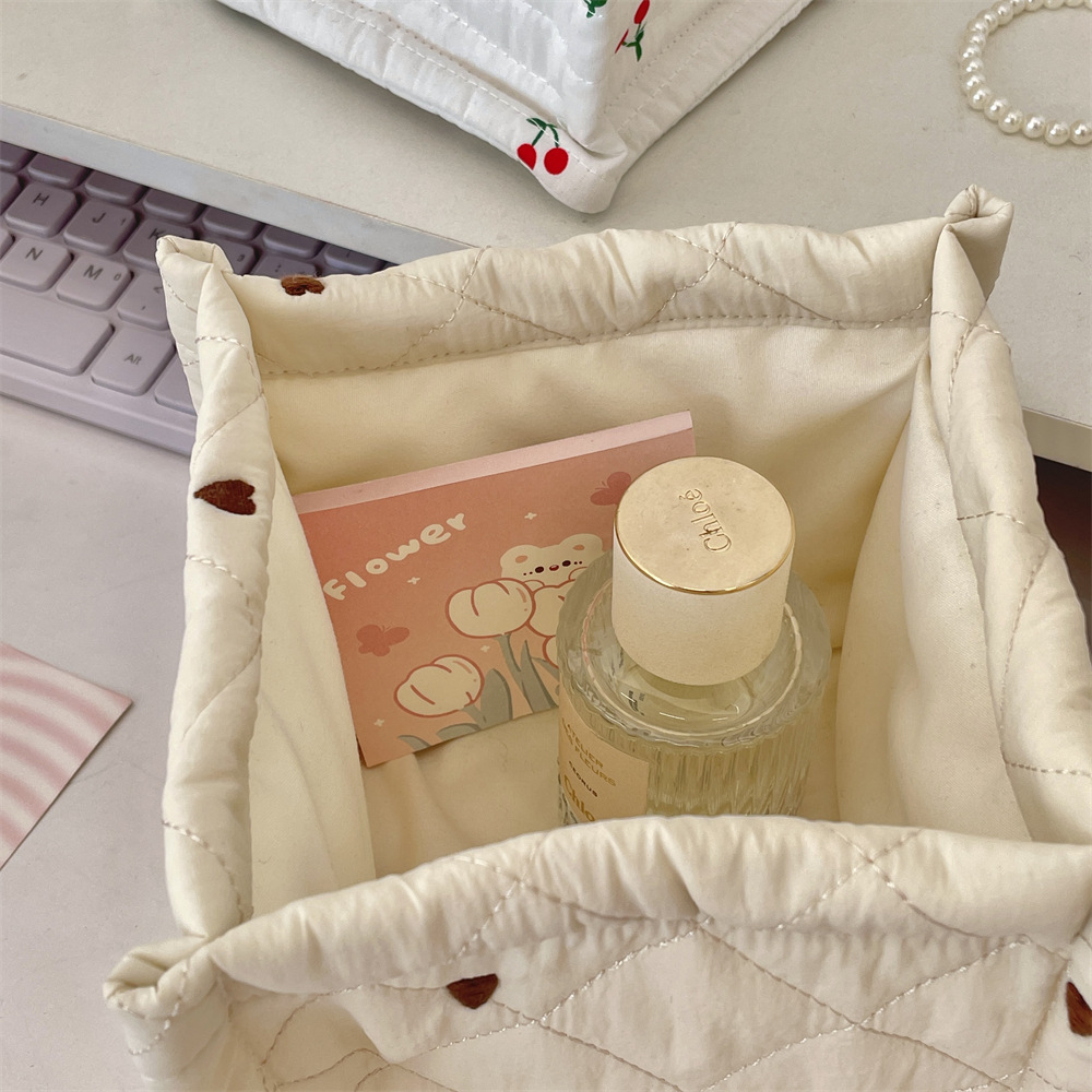 124g Weight Storage Basket Storage & Cleaning 1 Piece Quantity Polyester Material Cherry Pattern Cute Style Cute Cherry Polyester Storage Basket 5