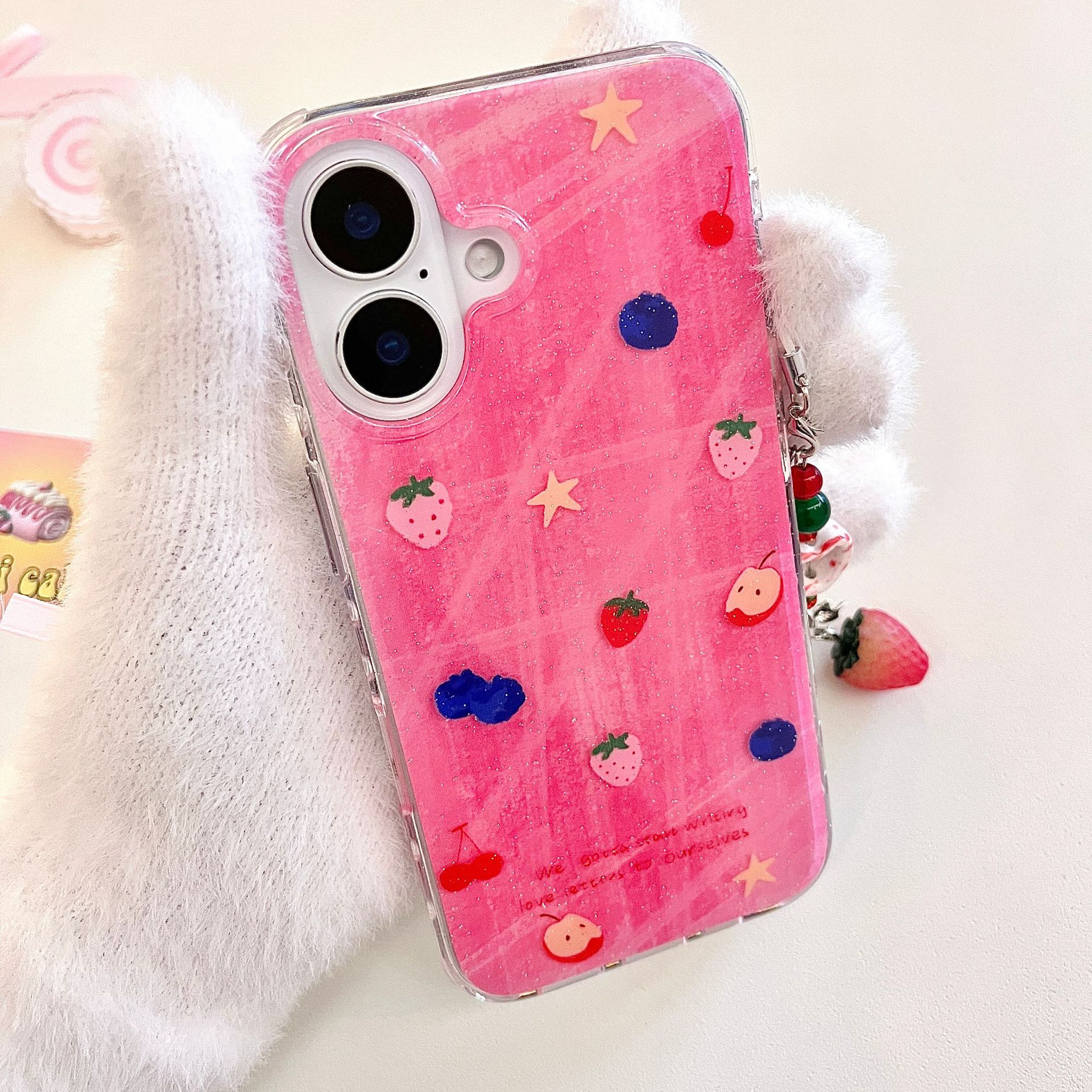 Fruta de graffiti coreana para Apple 16ProMax funda para teléfono móvil 15/14 Simple 15Pro nicho 13 colgante 16