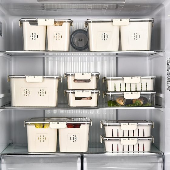Sealed compartment refrigerator storage box multi-size grain seasoning seasoning box food grade freezing drain preservation box