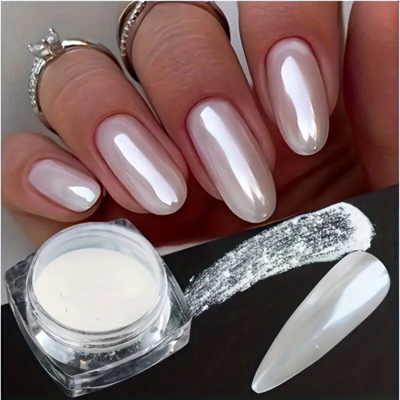 Nail Art Pearlescent Powder Mirror Effect Aurora Magic Pearlescent White Nail Powder Pigment High Gloss Nail Art Professional