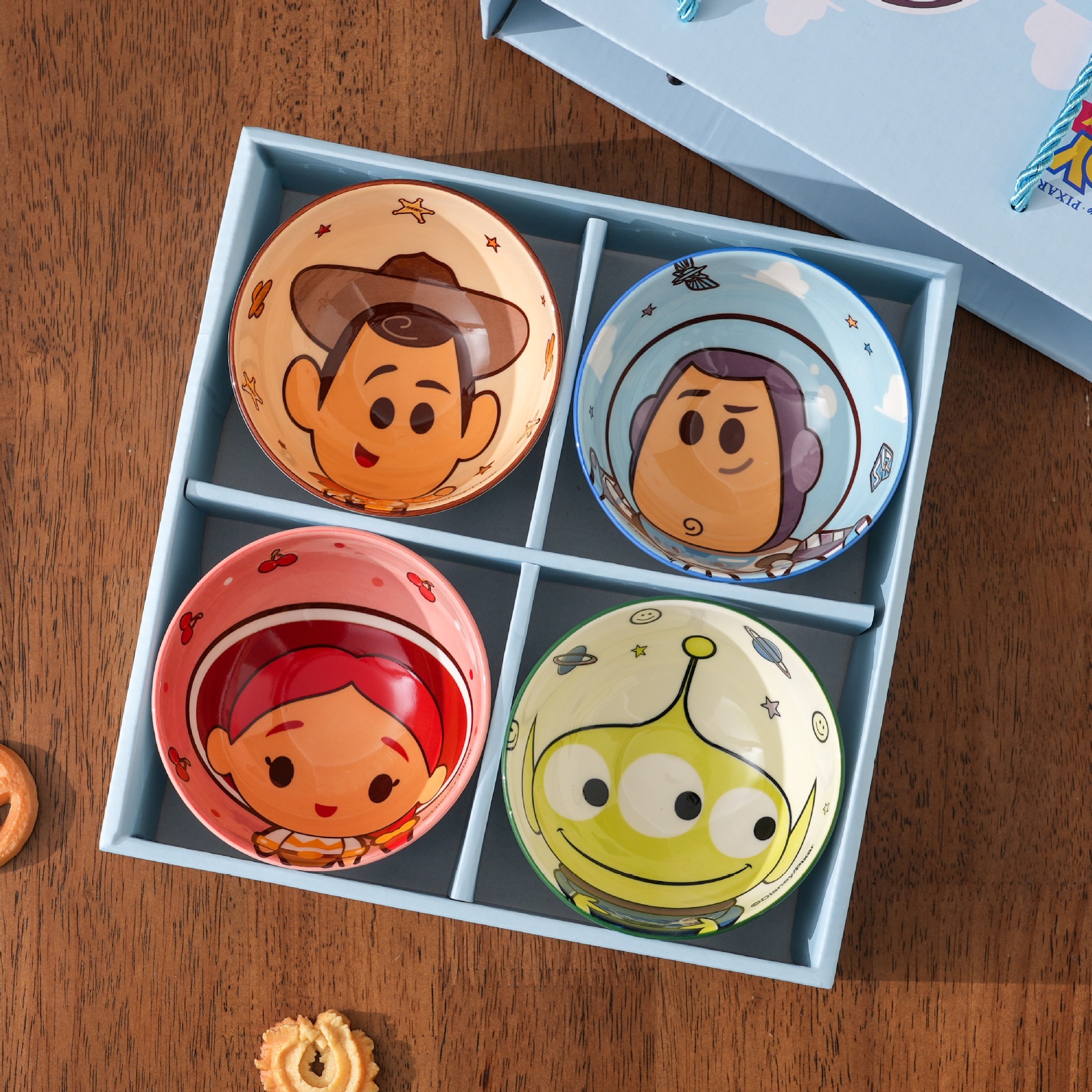 Toy Story Ceramic Arroz Bowl Set de dibujos animados para niños cubiertos caja de regalo casera lindo lindo lindo divertido tazón image 3