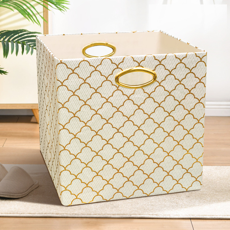 大号双盖衣物收纳盒布艺有盖可折叠内衣裤衣服桌面收纳整理储物箱