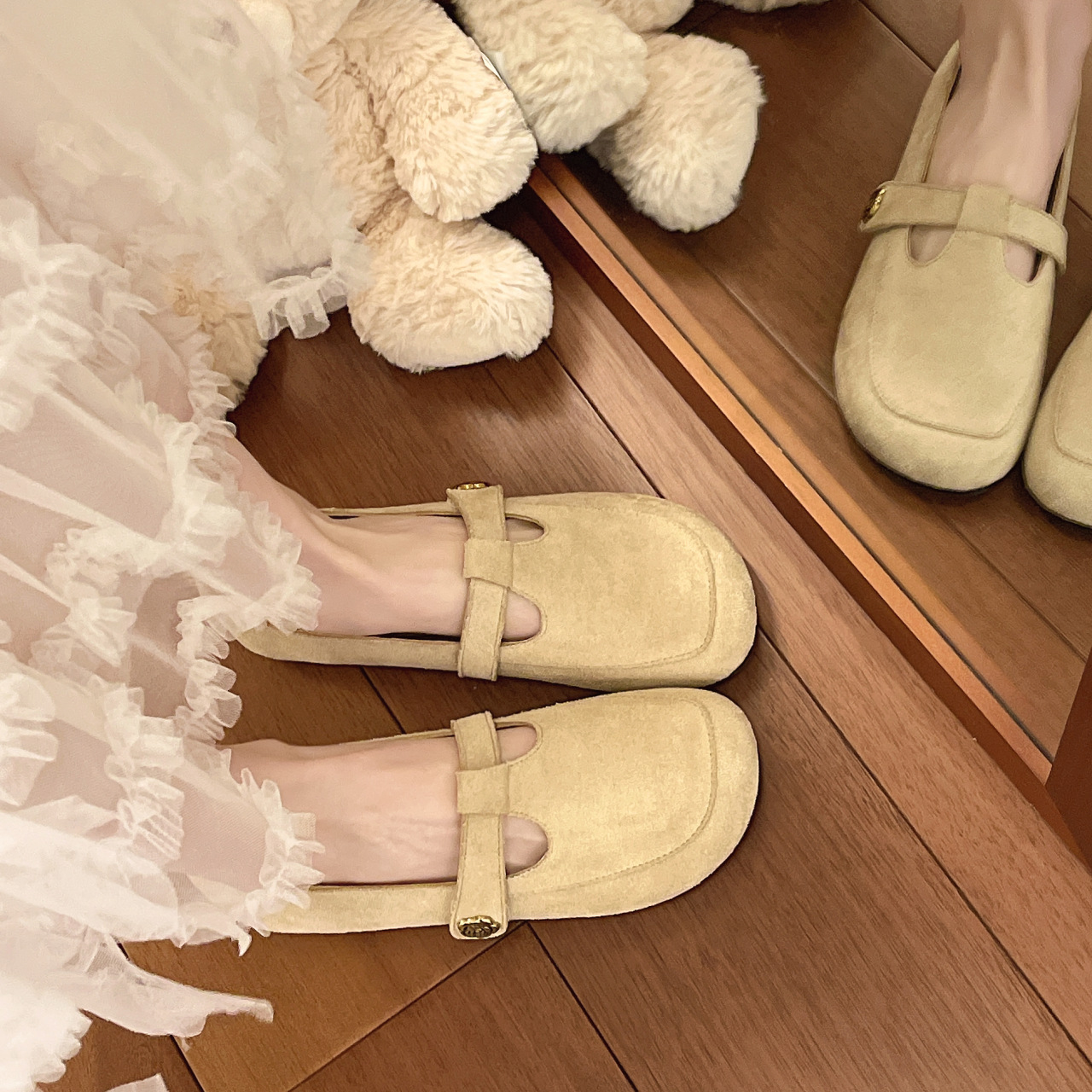Women's Retro Square-toed Mary Jane Flats With Soft Sole Spring_voghion.com