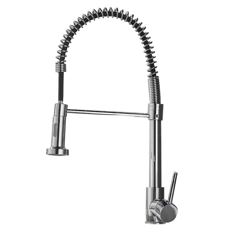 Grifo de cocina negro de doble uso, frío y caliente, extraíble, de acero inoxidable 304, comercio exterior transfronterizo, venta al por mayor de fábrica totalmente en cobre