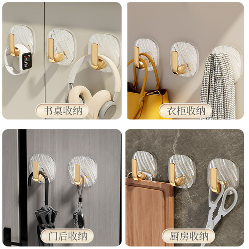 Luxury Acrylic Hook Bathroom No Trace Adhesive Hook No Hole Strong Adhesive Door Back Wall Hanging Clothes Bathroom 
