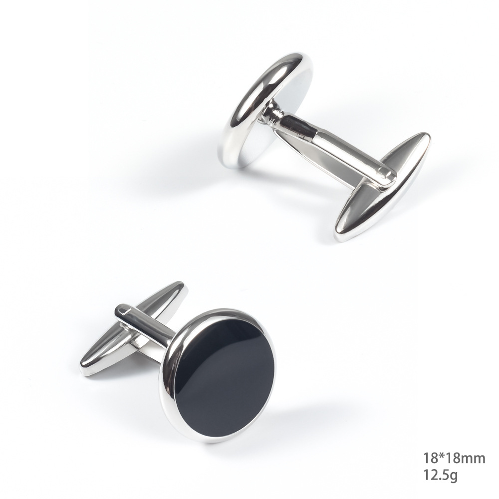 Gemelli e borchie da uomo in agata nera di alta qualità, set di gemelli per camicia francese in smalto, regalo per le feste_voghion.com