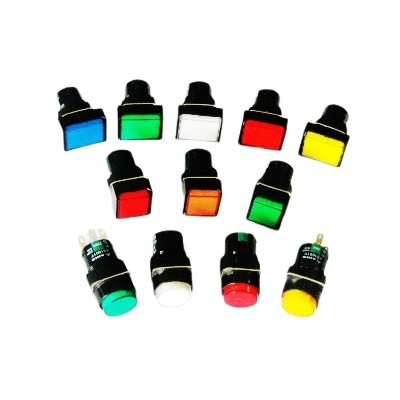 爱克斯按钮开关AS1601J-22D带灯不带锁矩形/长方形8脚红黄绿