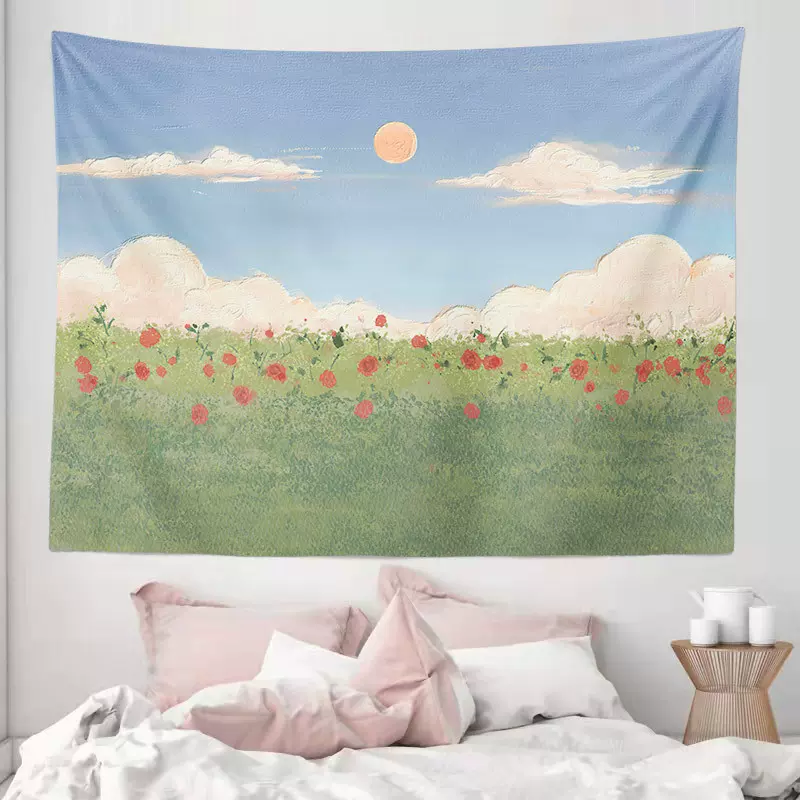 ins风景挂布背景布卧室宿舍床头挂毯房间改造网红直播间装饰墙布