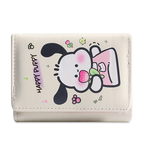 Mini Wallet Women's Kuromi Pacha Dog Tri-fold Multifunctional Wallet Student Portable Plaid Card Holder Driver's License