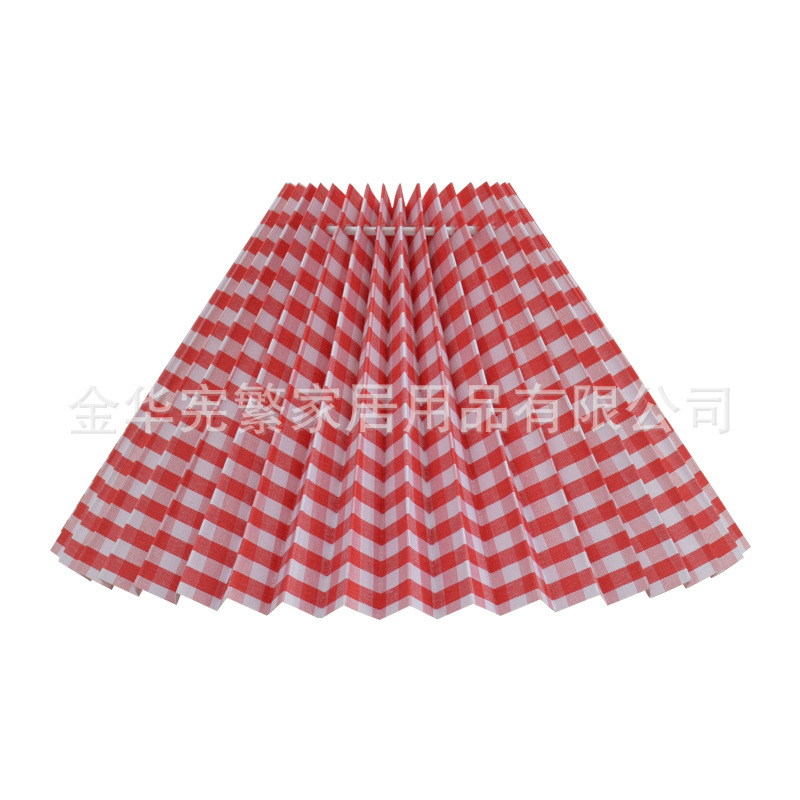 [Xianfan] ins tela a cuadros coreanos pantalla plisada accesorios de bricolaje lámpara de mesa candelabro pantalla retro de doble uso