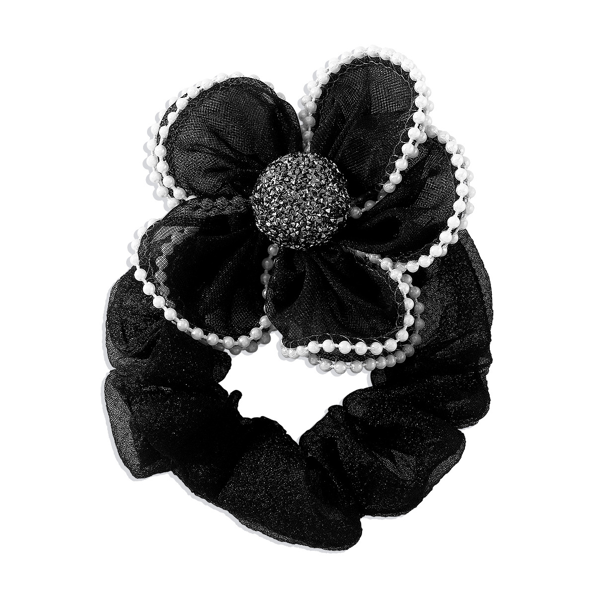 Fashion Vintage Organza Flower Pearl Rhinestone High Elastic Headband display picture 4