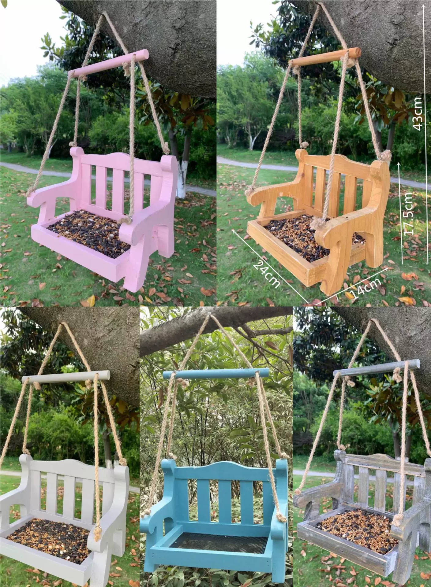 Открытый Деревянная Кормушка Для Птиц Автоматический Подвесной Стул Для Животных Декоративная Кормушка Балкон Вилла Сад Птицы