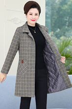 气质中年妈妈装中长款毛呢外套时尚中老年女装秋冬装夹棉呢子大衣
