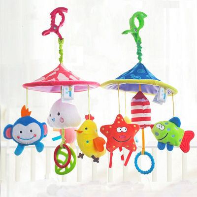 床铃宝宝0-6-12月吊伞挂件铛婴儿推车挂件布艺毛绒风铃可入口玩具