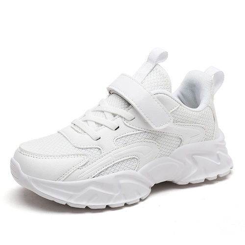 Wholesale children's boys' sports shoes, new autumn mesh shoes with soft soles, suitable for middle and large children, boys' mesh white shoes for students.