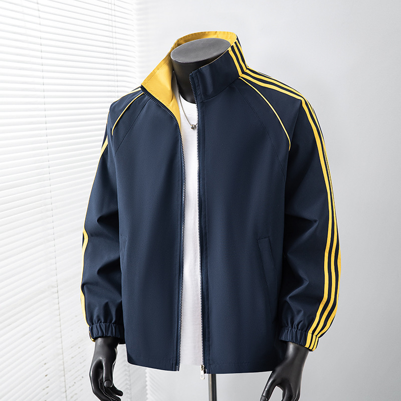 2026 Spring New Three-Stripe Stand-Collar Jacket Men's Baseball Jacket New Versatile Casual Student Sports Outerwear 2026 Spring New Three-Stripe Stand-Collar Jacket Men's Baseball Jacket New Versatile Casual Student Sports Outerwear