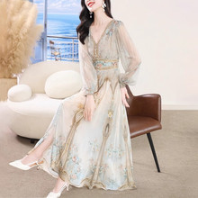 DTV领显瘦大牌精致真丝连衣裙女夏2025新款法式纯欲高级桑蚕丝收