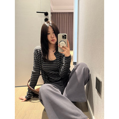 FOX ROOM 羊毛条纹背心+针织开衫2025秋新款韩系休闲两件套A5594