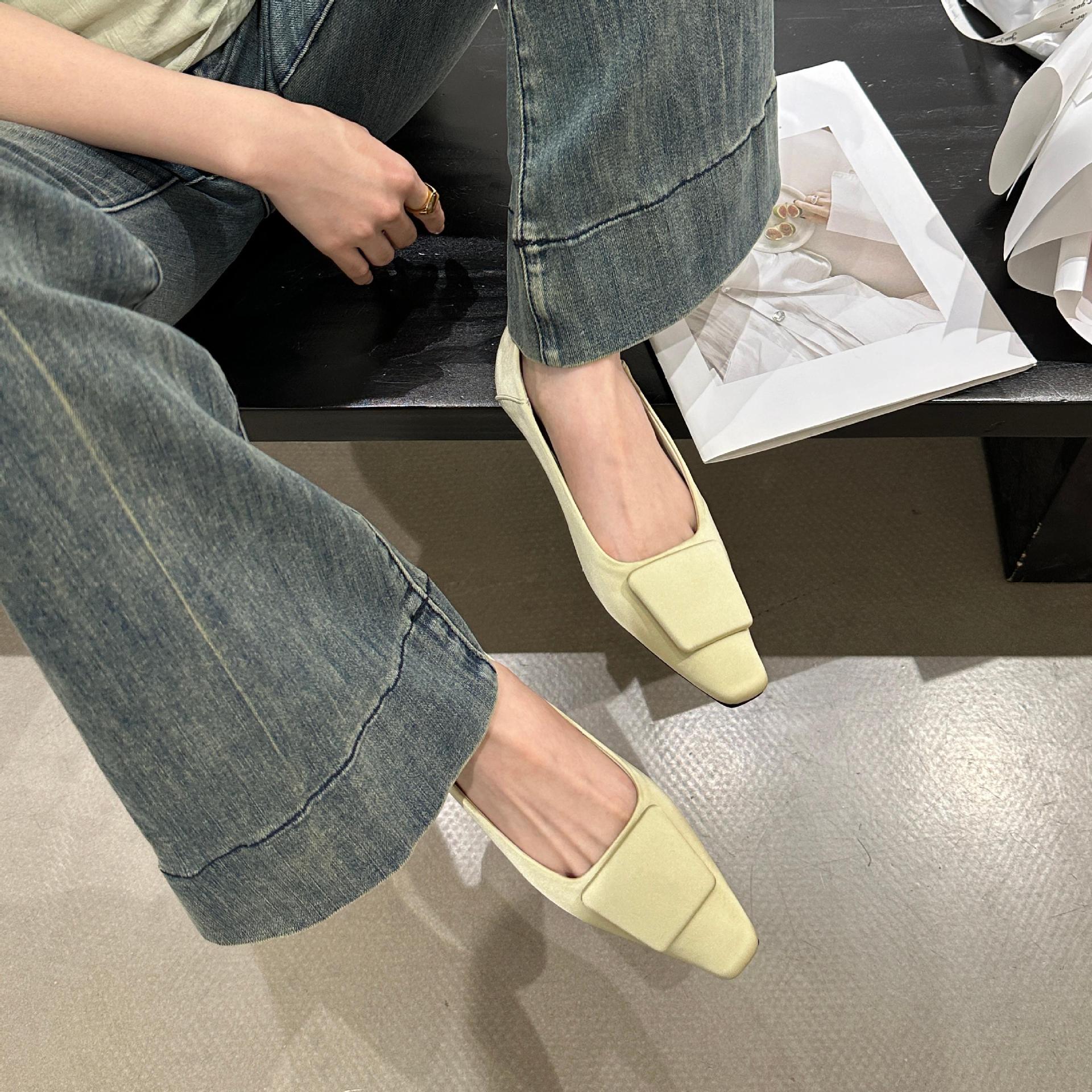 Demi-season fashionable universal elegant low shoes flat square toe…