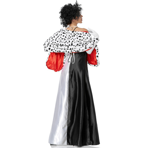 M-XL Halloween Cruella Dalmatian cosplay black and white witch uniform stage performance costume