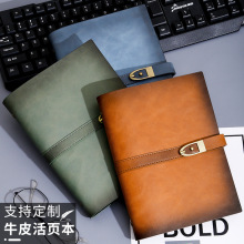 真皮旅行手帐本A5跨境牛皮复古手账本软皮活页可印LOGO笔记本