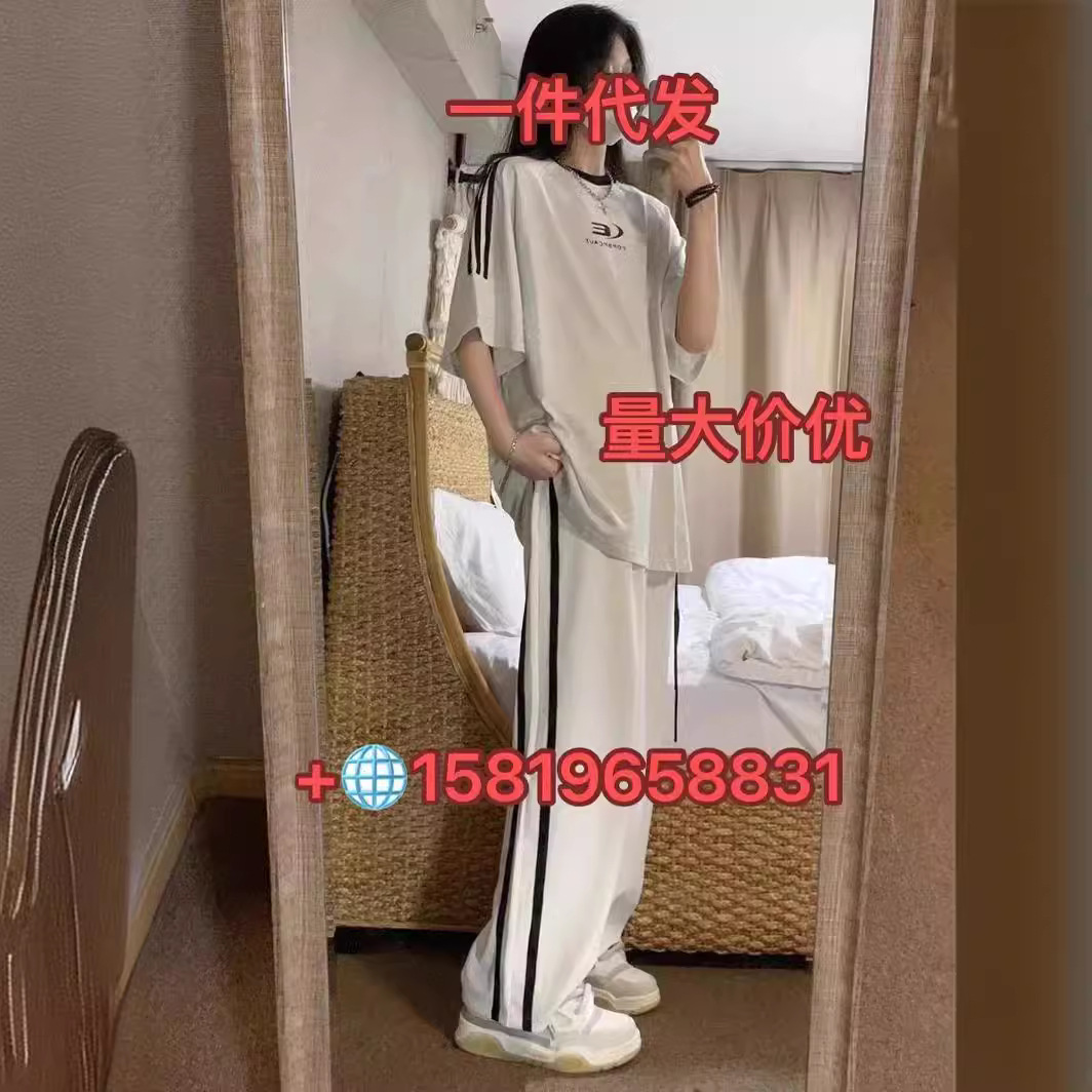 夏季女学院风宽松运动服套装学生韩版显瘦短袖长裤休闲跑步两件套