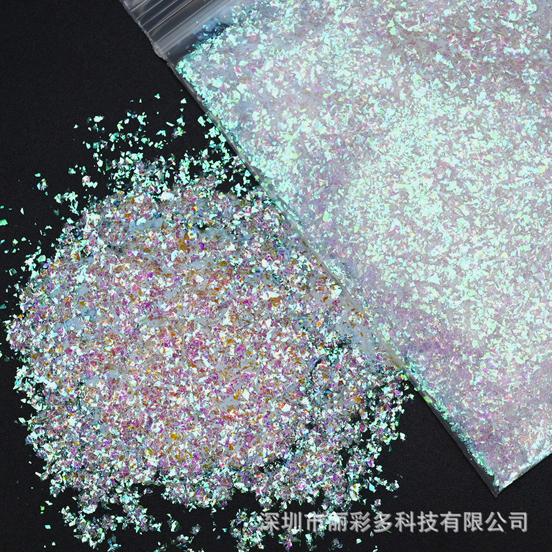 Licaiduo Nail Shining Nail Art Decoration Irregular Coarse Sequins Rainbow Mermaid Sequins Imported Cloud Brocade