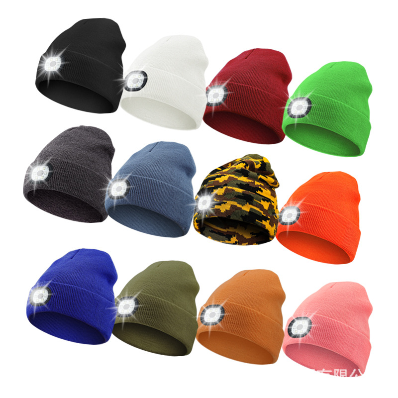 Gorro navideño con luz LED para ciclismo, pesca nocturna y correr, gorro de punto con iluminación luminosa para exteriores.
