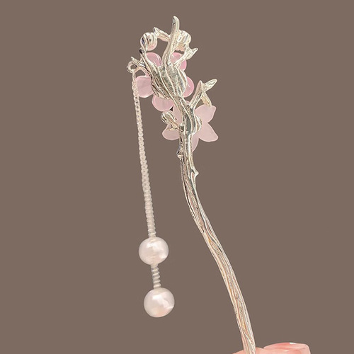 Ancient style peach blossom tassel hairpin for women, new Chinese style cheongsam hairpin on the back of the head, high-end hairpin, Hanfu headwear