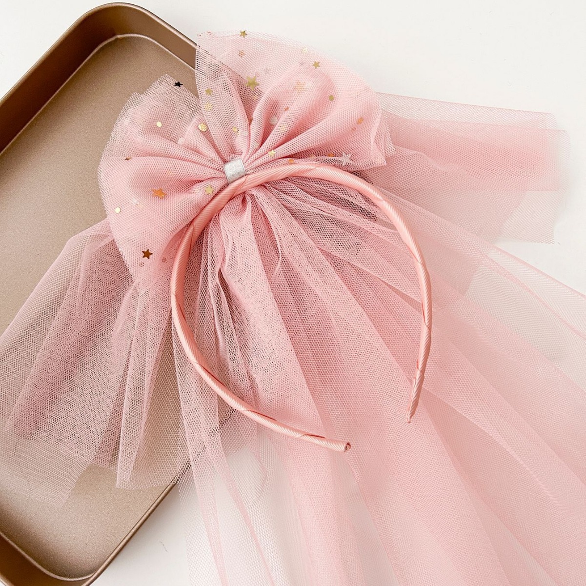 Hot selling children's crown headband princess sweet bow mesh bride photo veil headband headdress female decoration