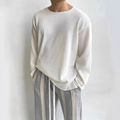 怠惰な風の大きい襟元のメリヤスの服の男性のアメリカ式の硬い漢のゆったりしている長袖性の張力の緩み感の低い襟の底のシャツ