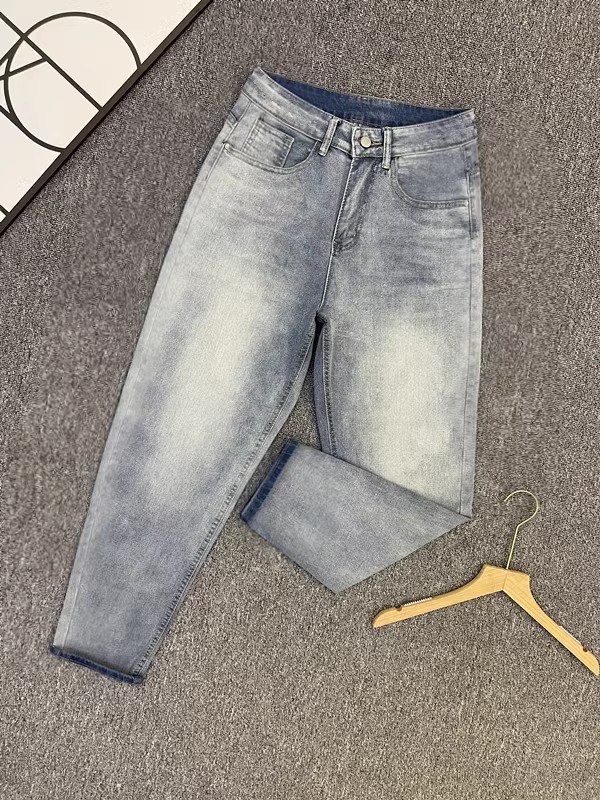 Spring And Autumn New Elastic Trendy Brand Straight Jeans Men's Slim Fit Versatile Casual Ankle-Length Pants_mkmklike.com