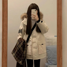 品牌高档工装派克羽绒服女中长款2025高级感小个子连帽加厚冲锋衣