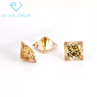Оптовая Принцесса Квадрат Цвет Шампанского Mosan Diamond Bare Stone Глубокий Средний Низкий Муассанит Большой Карамосан Алмаз Углерод Кремнезем