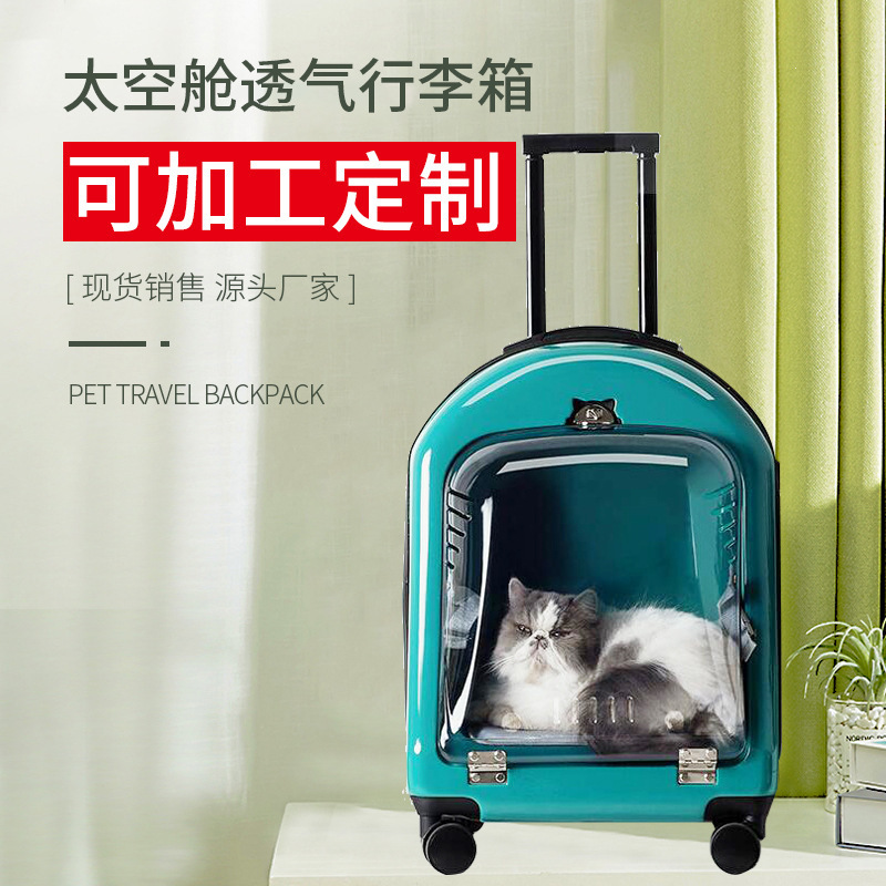 Pet go out pull rod luggage leisure universal wheel space capsule breathable luggage travel cat and dog box pet box