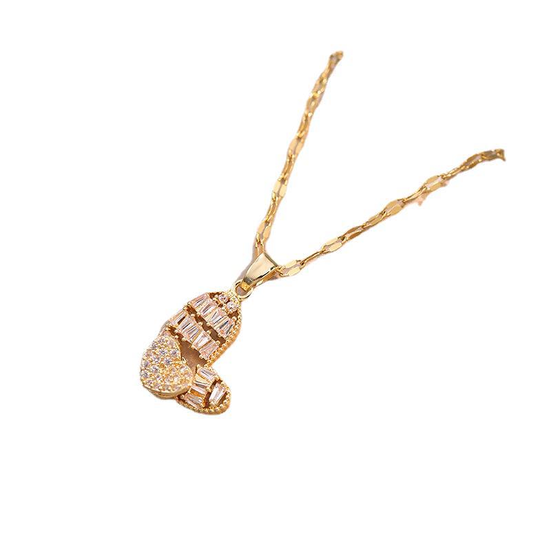 Heart Shape Pattern Women's Gender Wholesale Jewelry Simple Style Heart Shape Copper Diamond Pendant Necklace