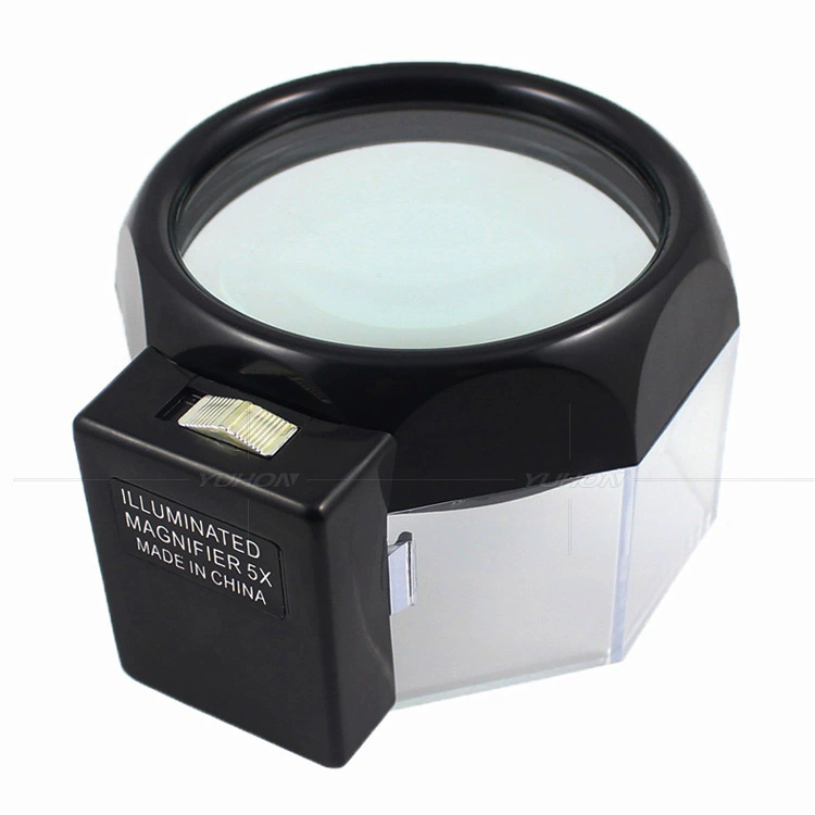 90 мм восьмиугольная двухсекционная батарея № 5 освещения настольного ствола увеличительное стекло с подсветкой экспорта горячей продажи 13104