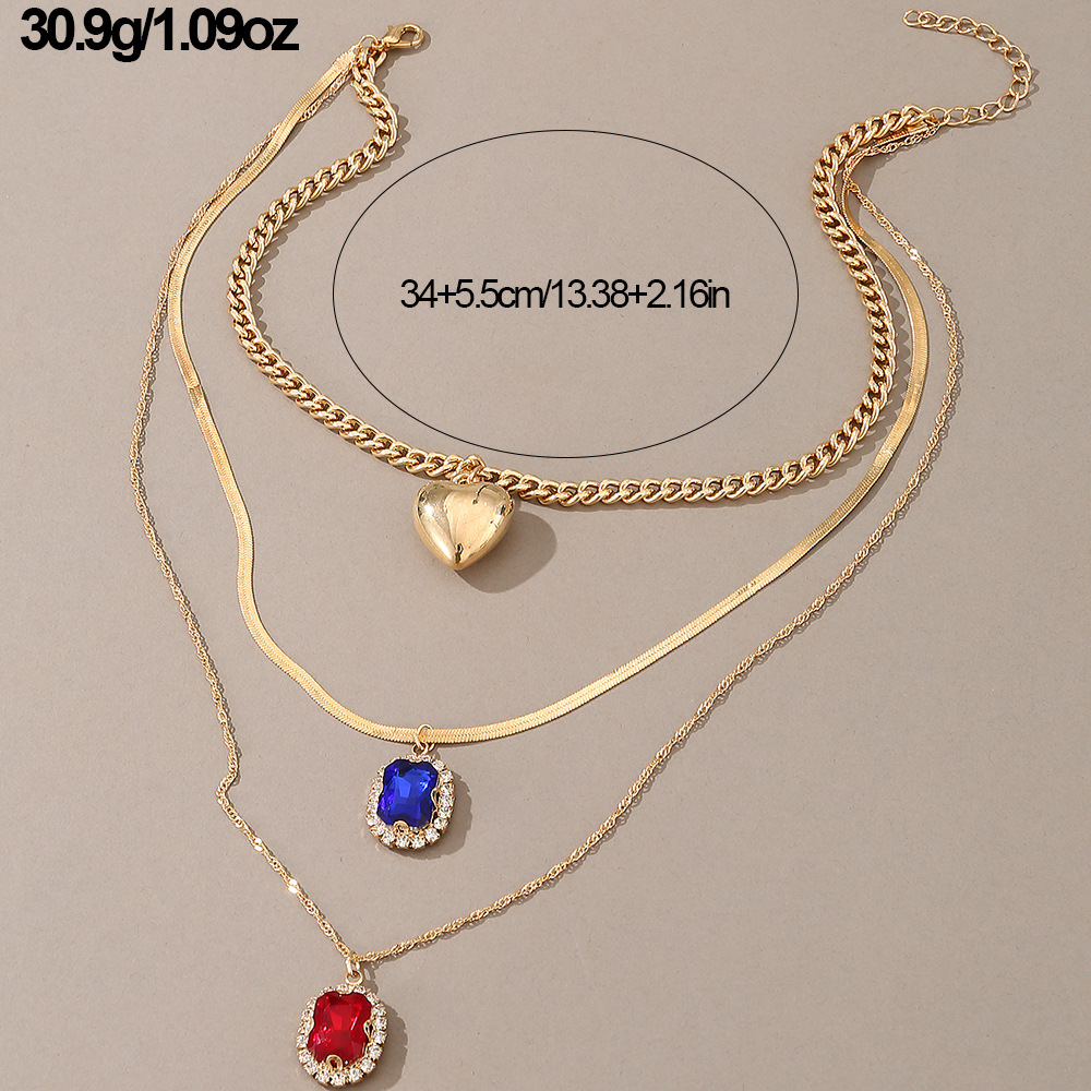 Designer Style French Light Luxury Advanced Design Sense Red Sapphire Neckchain Set_voghion.com