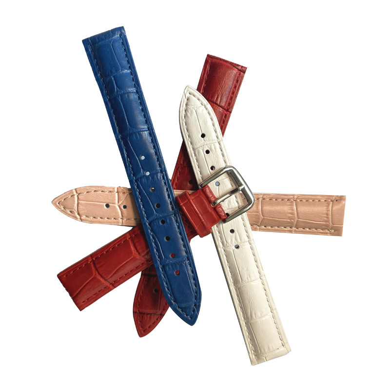 Nueva correa de reloj de cuero capa superior impermeable piel de becerro suave cocodrilo patrón de bambú correa logotipo grabado universal