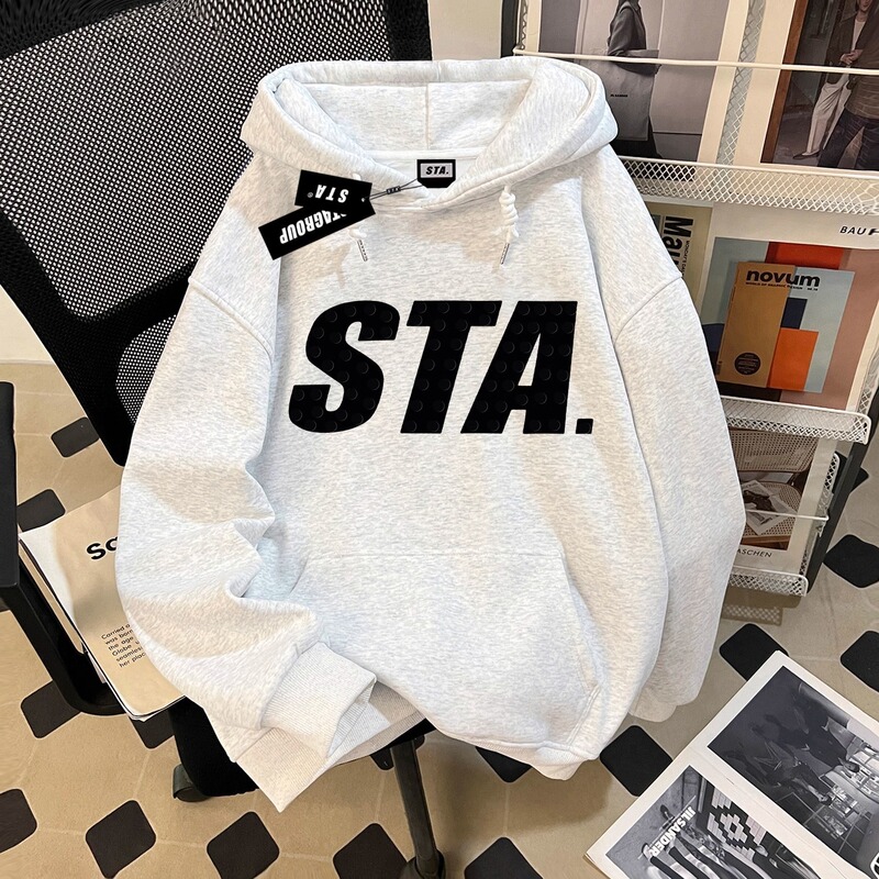 Autumn and winter American retro sweatshirt for men, new jacket for teenagers, loose pullover top, niche autumn and winter sweatshirt